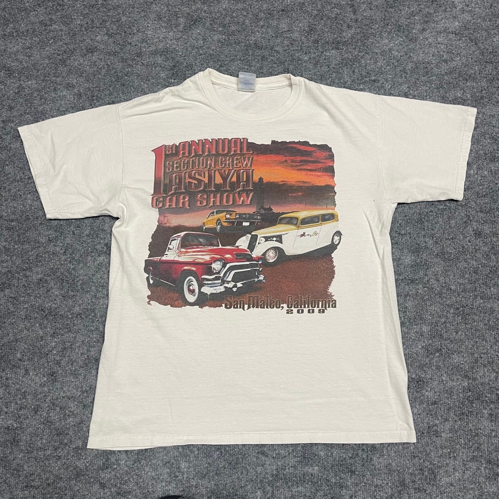 Asiya Car Show San Mateo California Graphic T-Shirt Mens Cream XL Gildan 2009